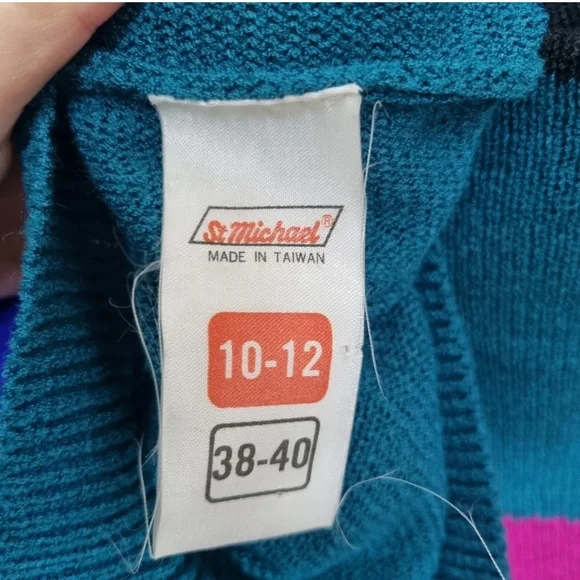 Vintage 1980s Jumper Ladies Size 12 St Michael Crew Neck Tight Knit Block Colour - Picture 6 of 9